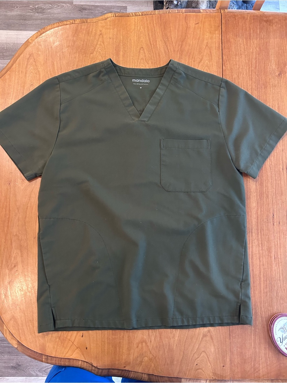 Mandalo Olive V-Neck Short Sleeve Work Top